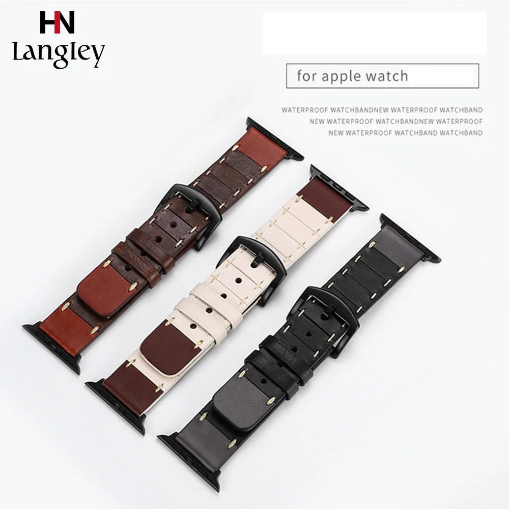 

Crazy horse leather strap For Apple Watch Series 4/3/2/1 40mm 44mm Wristbands iwatch 38mm 42mm Watchbands Waterproof Scrub Band