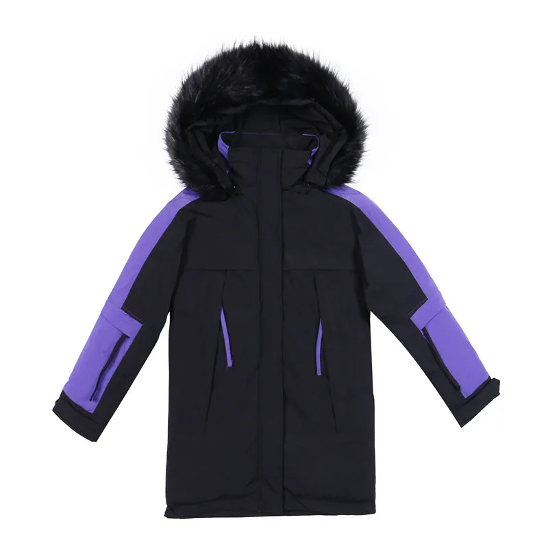 

Women Fashion Contrast Color Patchwork Faux Safari Style Medium Long Hooded Parka Winter Jacket