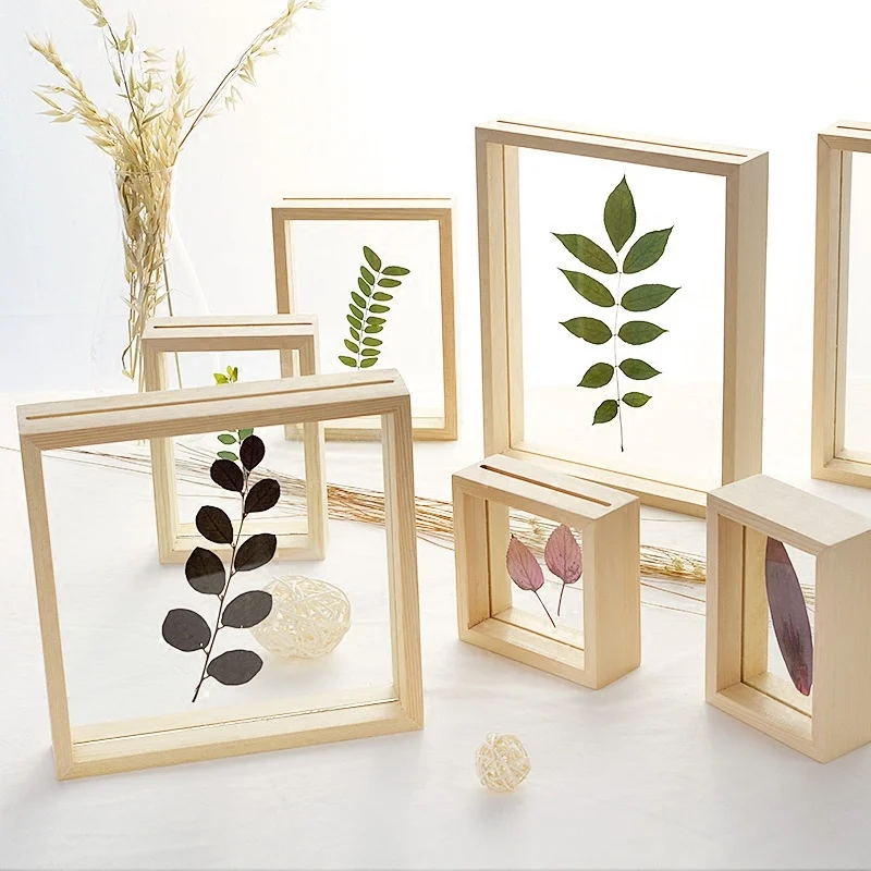 

Modern Home Decoration Photo Frames Creative Plant Specimens Double Sided Plexiglass Wood Frame DIY Wall Art Desktop Ornaments