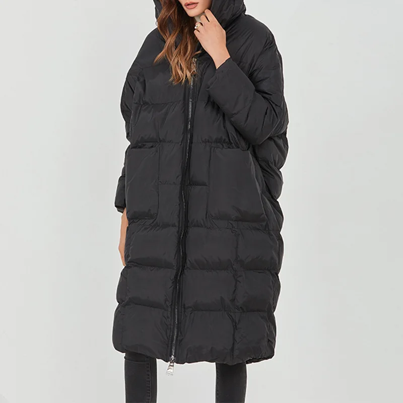 

Модное темпераментное повседневное хлопковое пальто с капюшоном длинным рукавом свободного кроя Женская парка пальто модный новый стиль ...