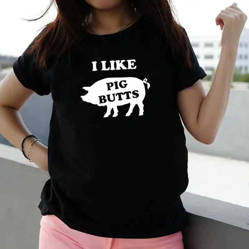 

Футболка женская с забавным принтом «I Like Pig», модный топ с коротким рукавом, Повседневная рубашка в стиле Харадзюку, на лето