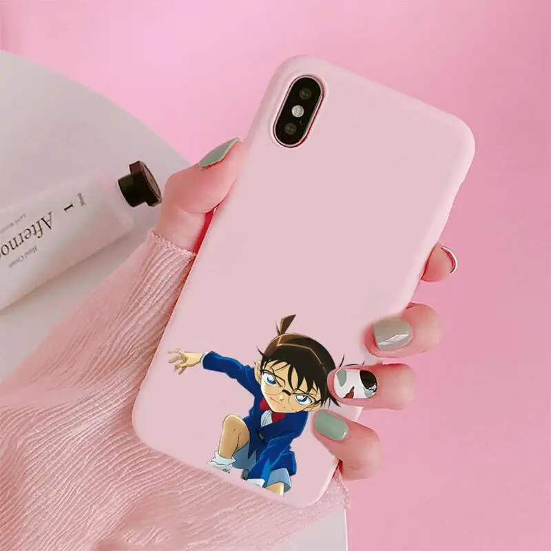 

Japan anime Detective Conan Phone Cases Candy Color for iPhone 6 7 8 11 12 s mini pro X XS XR MAX Plus