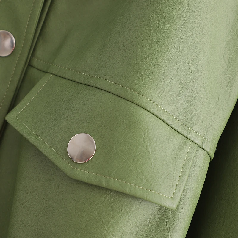 Женская байкерская куртка из искусственной кожи Повседневная однотонная Черная