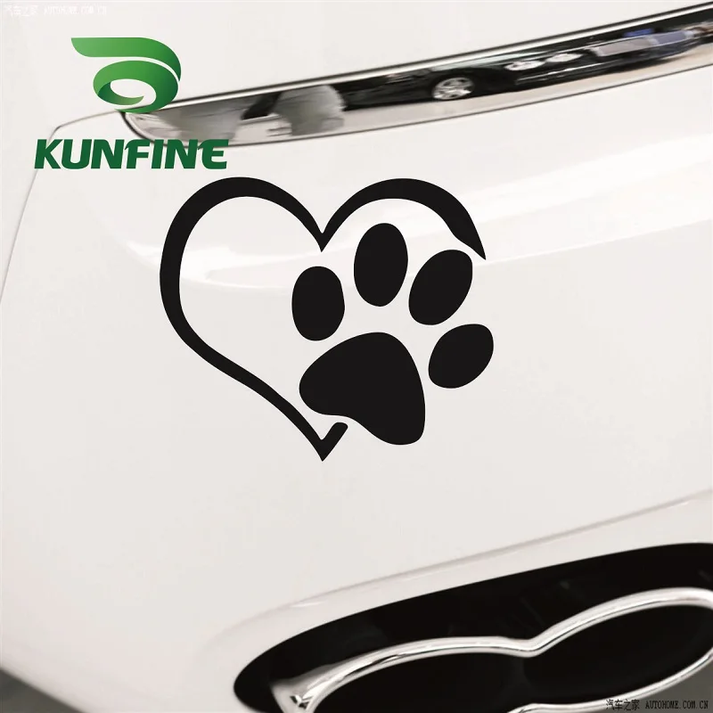 KUNFINE наклейка для стайлинга автомобиля Любовь Сердце Собака Следы Автомобильная
