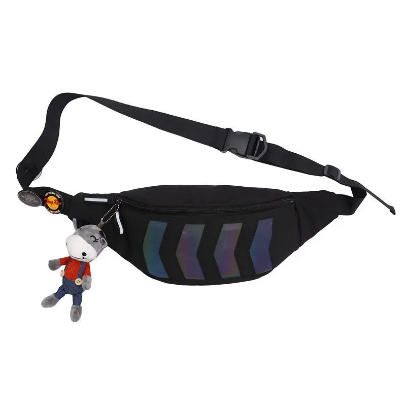 

Pack Chest Reflective Streetwear Unisex Waist Pouch ylon Belt Bag Cartoon Pendant Men Shoulder Crossbody Bag Hip Fanny Pack