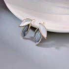 Женские серьги-гвоздики с листьями, из серебра 925 пробы