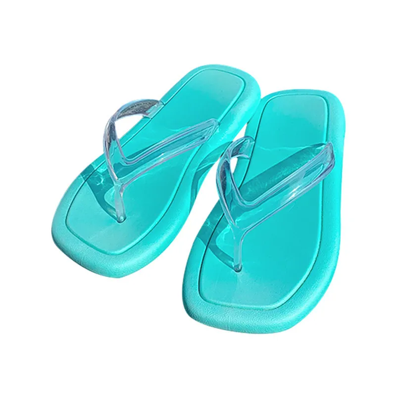 

779fttmd Transparent Female Summer Slippers Fashion New Soft Bottom Seaside Vacation Flip-flop Beach Shoes