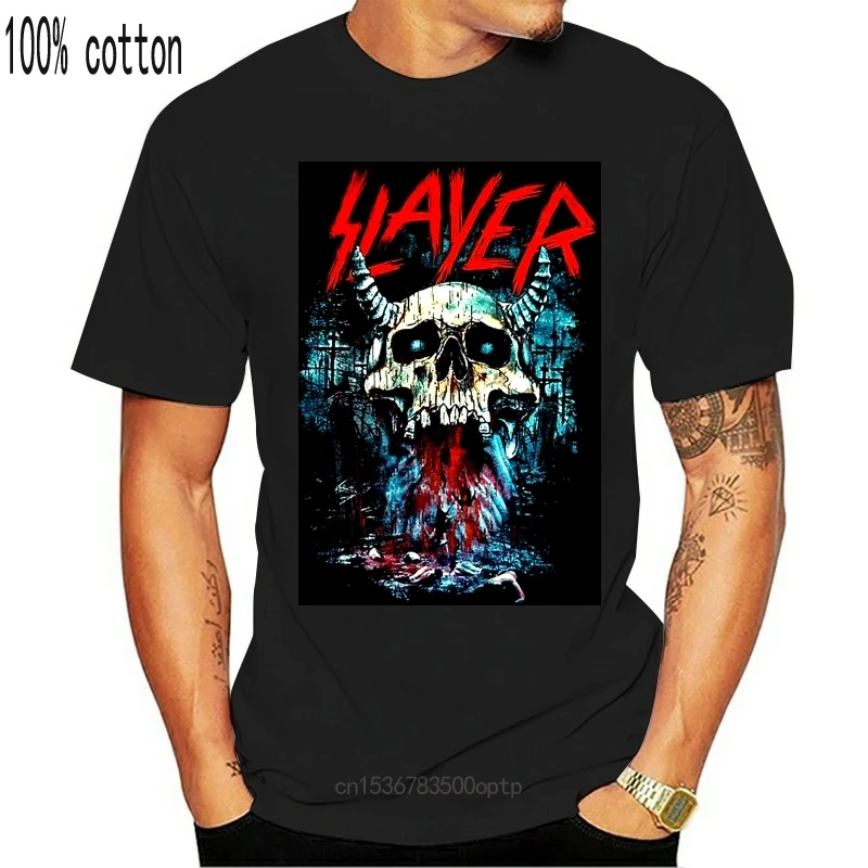 

New Slayer Bloody Rain Tour Black T Shirt 2021 Official Band Merch Summer Short Sleeves Cotton T-Shirt Top Tee Couple