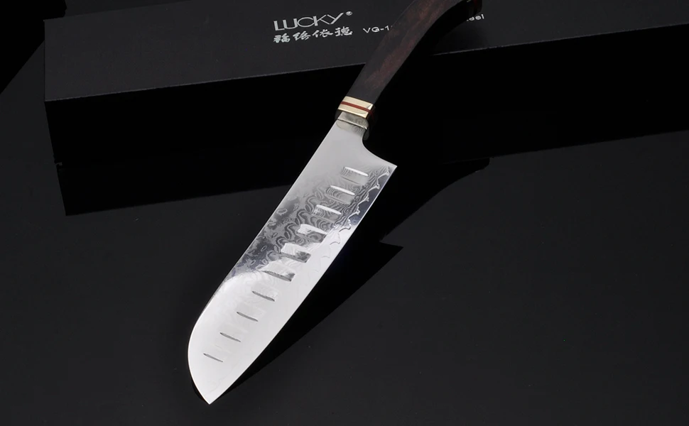 7 дюймов нож шеф-повара Santoku кухонный японский дамасский VG10 стальной нож с черной ручкой Gyuto Кливер рыбное филе разделочный кухонный нож 48