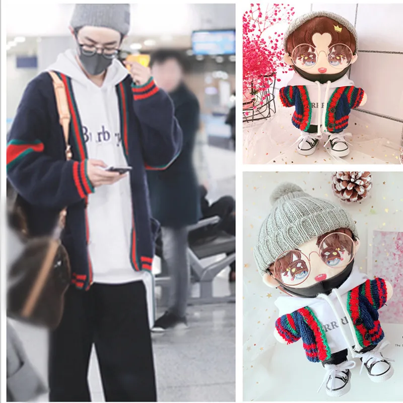 

20cm Replaceable clothes Doll hat Sweater White sweater Black pants Sean Xiao Xiao Zhan Doll Clothes Children's Christmas gifts