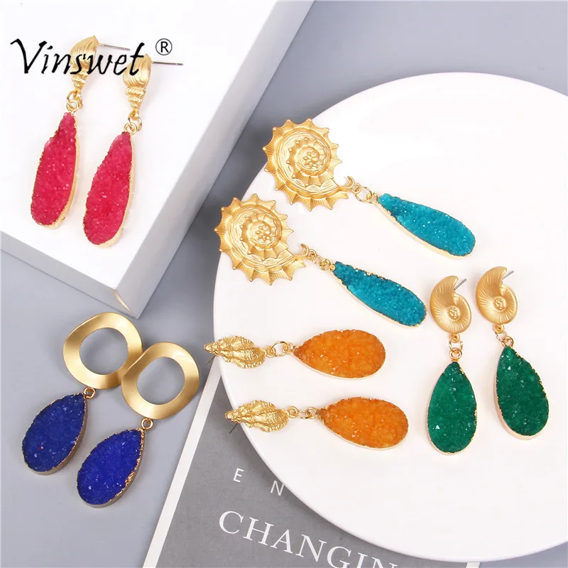 Серьги в виде раковины Корейском стиле необычные серьги с кристаллами и кварцем