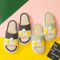 spring and autumn womens linen slippers couple bedroom breathable non slip home absorbent sweat absorbent cute funny shoes
