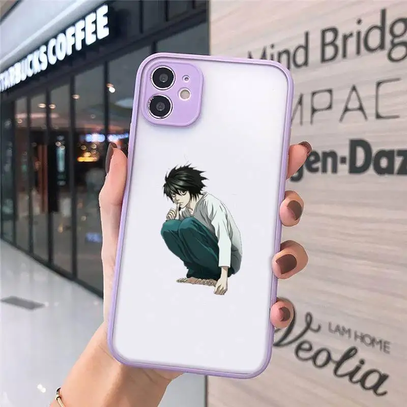 

rem and misa death note Phone Cases Matte transparent For Purple iPhone 12 Mini 11 Pro XR XS Max 7 8 Plus X Back Cover