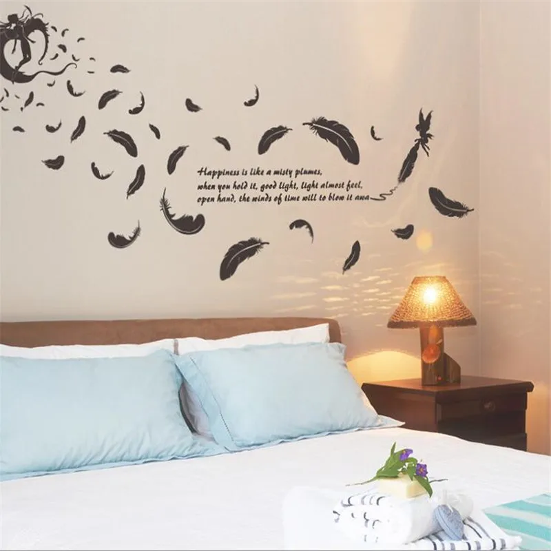1 шт перо Наклейка на стену черный европейский стиль для гостиной украшение дома