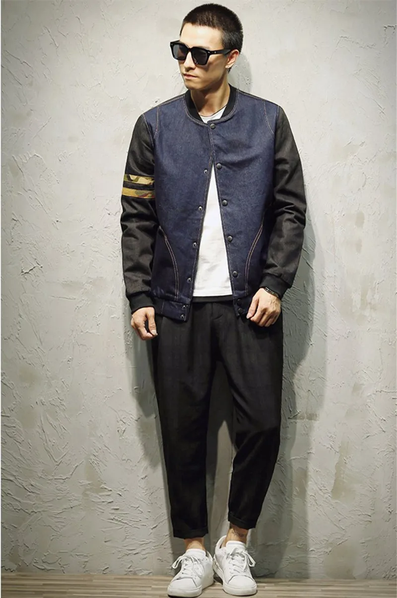 Повседневная 6XL размера плюс джинсовая синяя весенняя куртка бомбер мужская