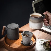 luwu japanese ceramic tea mugs with infuser mountain pottery coffee tea cup 310ml
