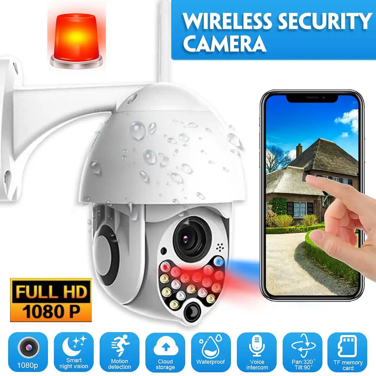 

IP-камера наружная беспроводная с Wi-Fi, 1080P, автослежением