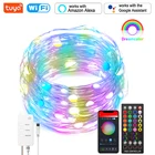 Tuya Smart Wifi светодиодные гирлянды светильник Dreamcolor 10 м 100LED RGB с питанием от USB светильник работать Alexa Google синхронизация музыки App 40key пульт дистанционного управления