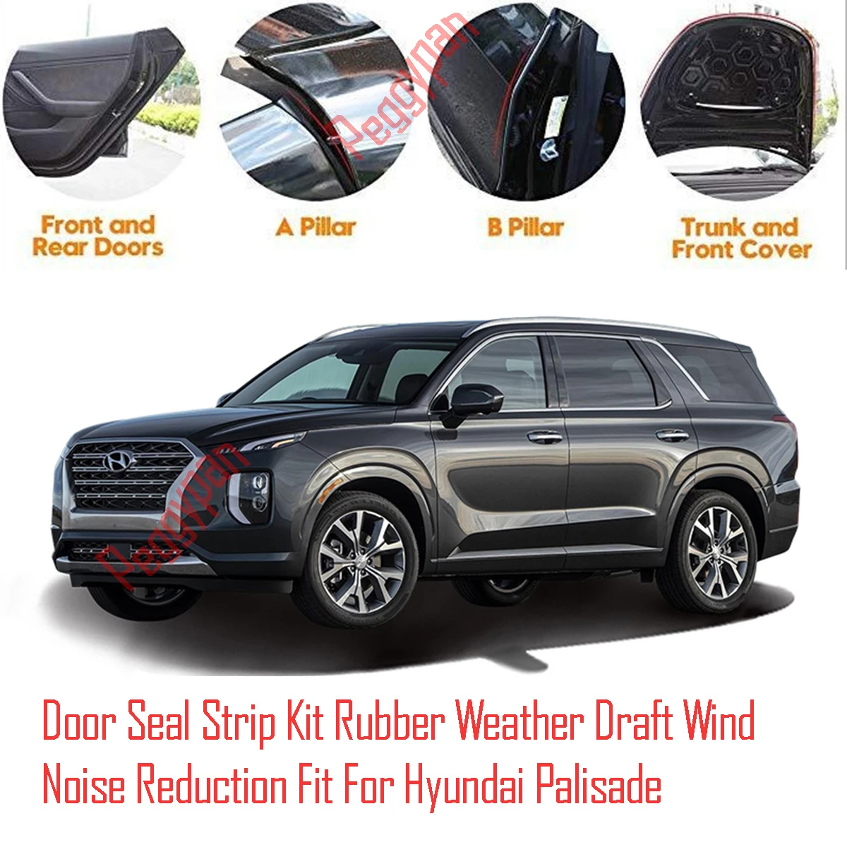 Door Seal Strip Kit Self Adhesive Window Engine Cover Soundproof Rubber Weather Draft Wind Noise Reduction Fit For Hyundai Palis