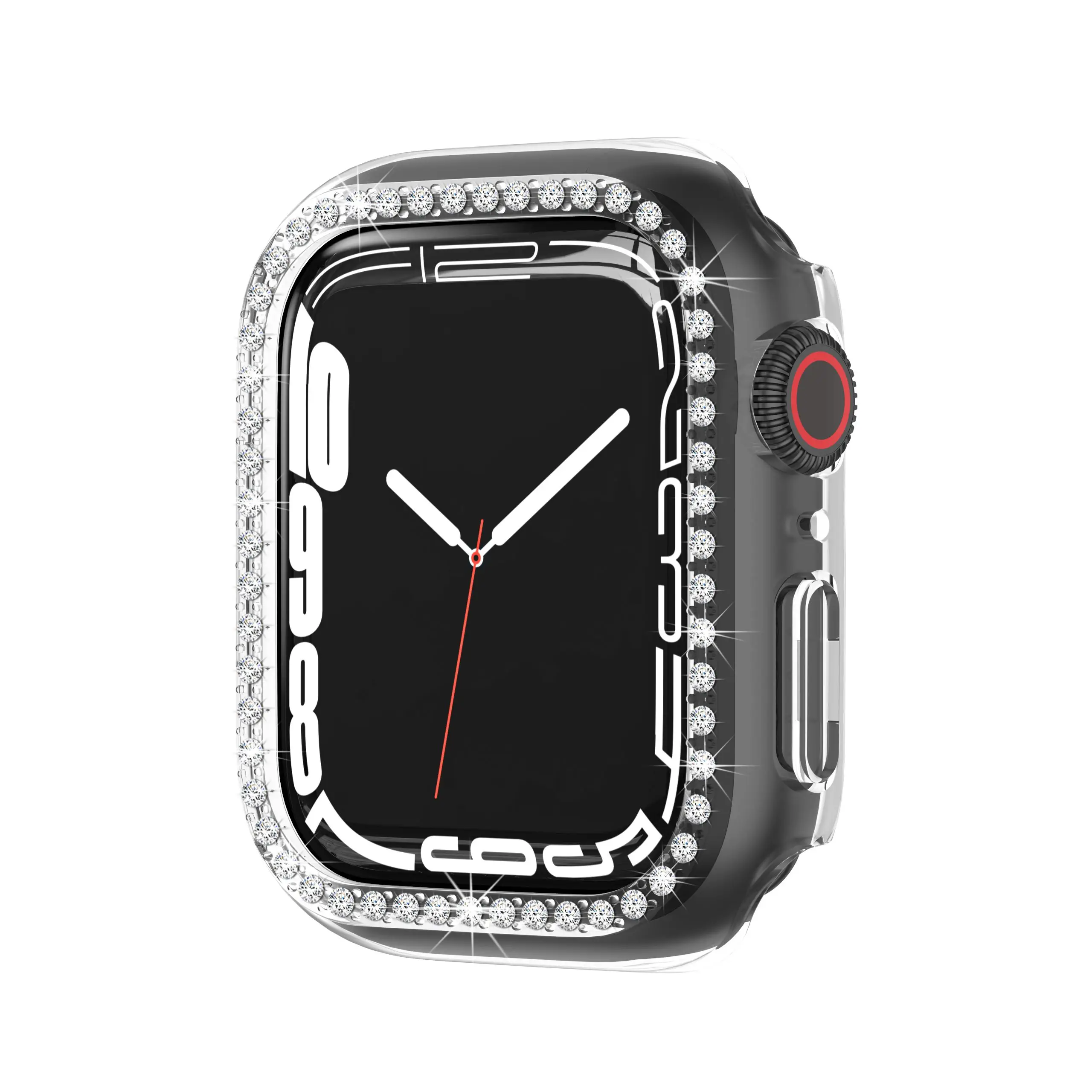 

PC Watch Cover For Watch Series 7 41mm 45mm Diamond Case Cover Bling Bumper Protector Cover Replacement Watch Shell Frame