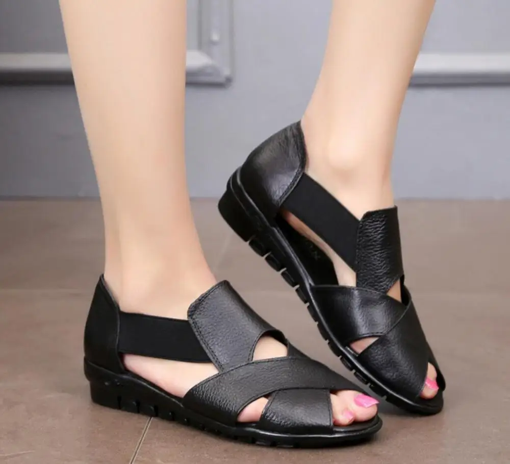 Сандалии гладиаторы женские из натуральной кожи на танкетке|Боссоножки и