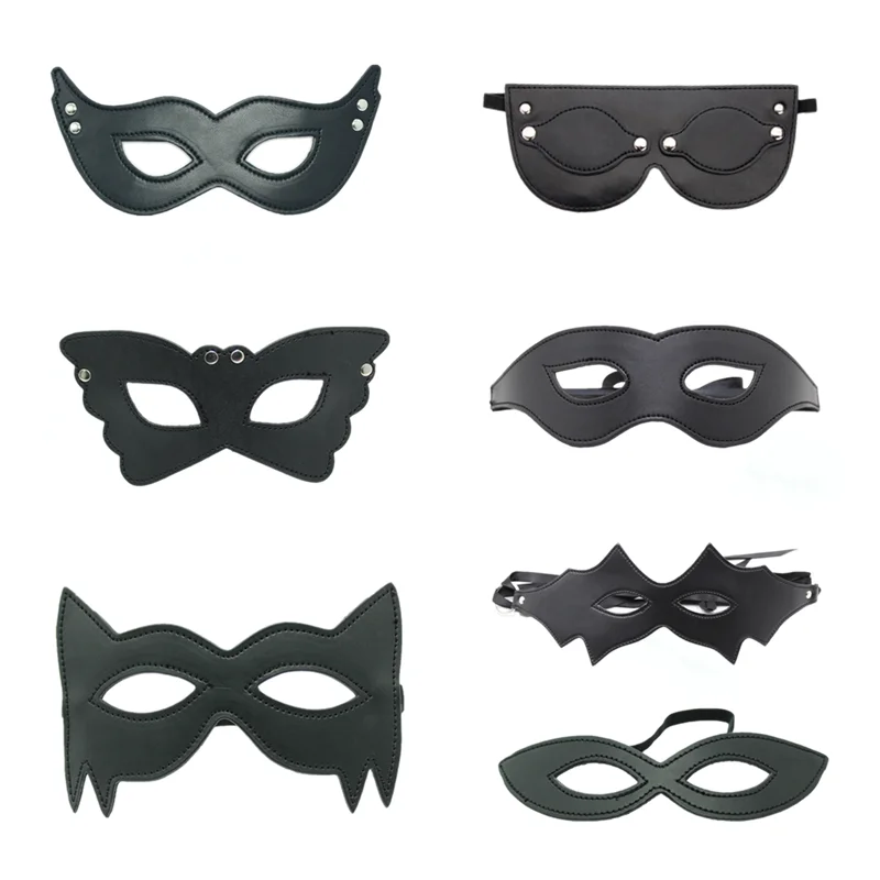 

Personalized PU Leather Leaky Blackout Eye Mask for Couple Funny Slave Role Play SM Torture Passion Halloween Masquerade Prom