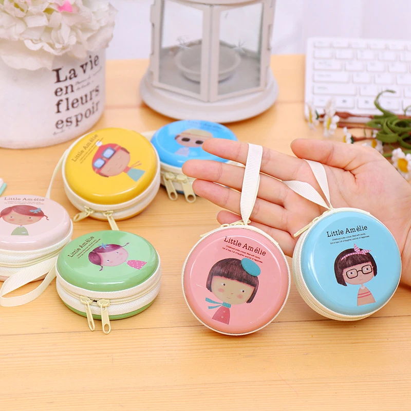 

DL Korean cute horse iron element girl zero wallet mini pocket earphone package coin key bag Stationery office supplies for