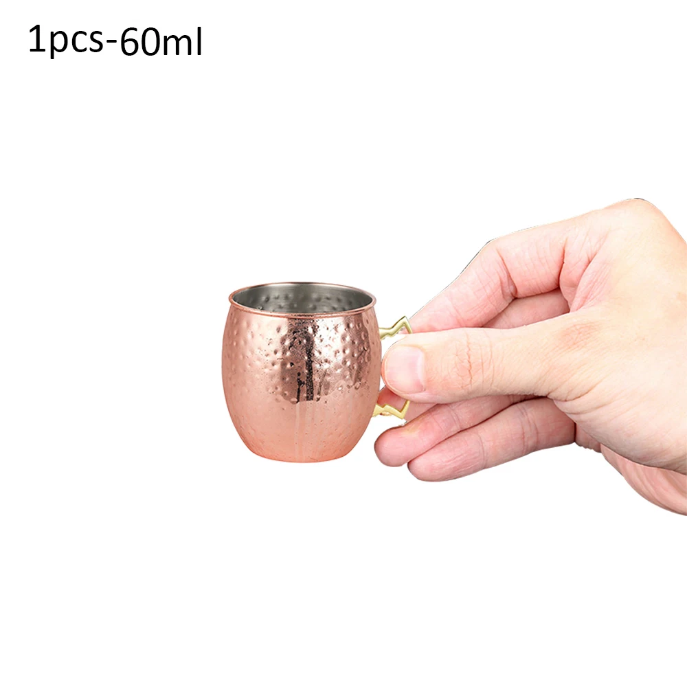 60ml B 1PCS 1 шт/4 шт 550 мл 18 унций кружка из нержавеющей стали, кованый, покрытый медью, посуда для напитков, пива, кофе, фруктового сока, чашка для путешествий - Цвет: 60ml B 1PCS