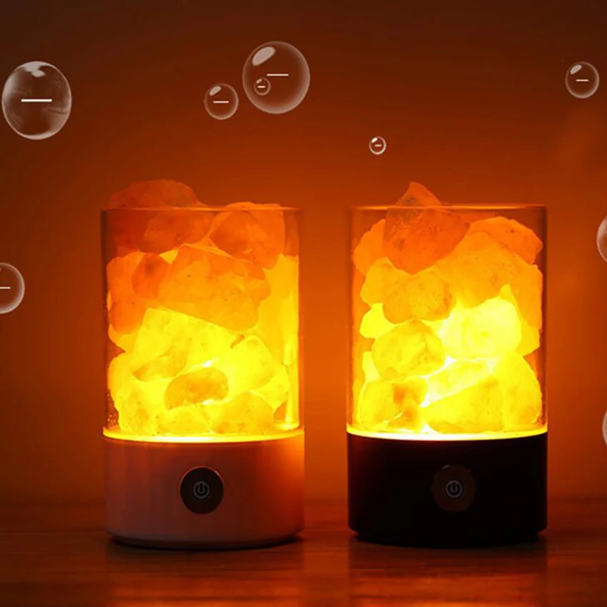 Розовые солевые лампы USB Гималайская морская соль хрустасветильник с сенсорным