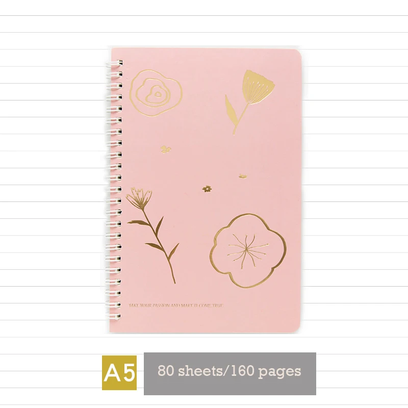 Kawaii Канцелярские Cherry Blossom Обложка A5 книга со спиралью катушка ноутбук To-Do выстроились Sketchbook для школьные принадлежности 80 листов - Цвет: Dark Pink