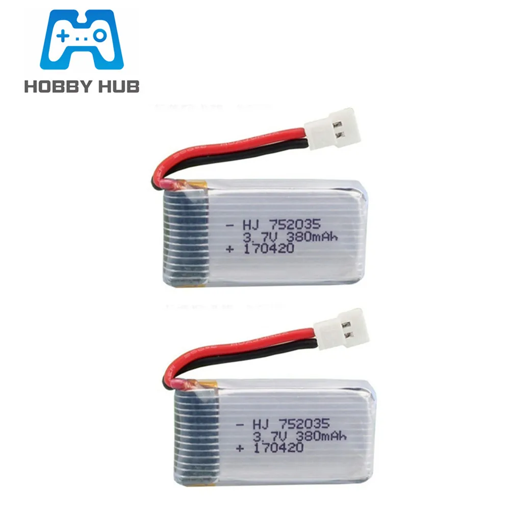 Бургундия Зарядное устройство Lipo Батарея 3,7 в 380 мАч 25c для Hubsan X4 H107 H107L H107D JD385 JD388 RC беспилотный летательный аппарат Батарея 752035 5 шт - Цвет: Бургундия