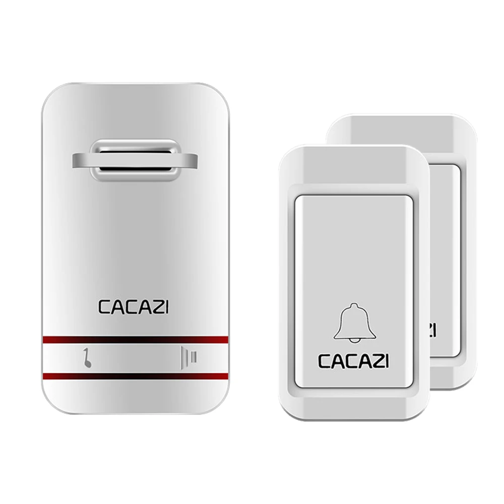 2 button 1 receiver CACAZI автономный водонепроницаемый беспроводной дверной звонок светодиодный светильник без батареи Домашний Беспроводной звонок США ЕС Великобритания вилка 1 Кнопка 1 2 3 приемник - Цвет: 2 button 1 receiver