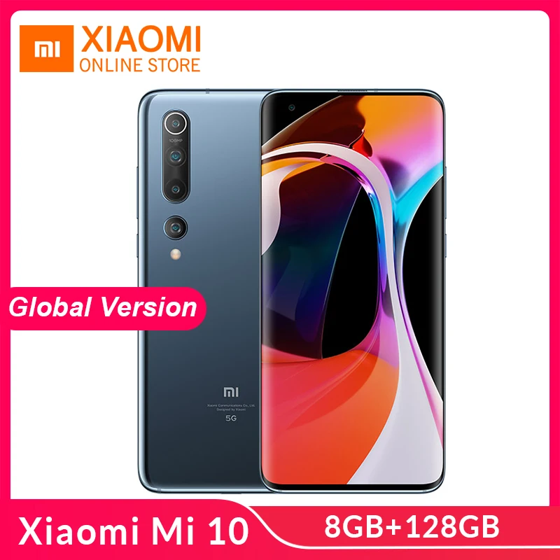 Глобальная версия смартфона Xiaomi Mi 10 8 Гб 128 ГБ Snapdragon 865 108MP Quad Camera Wi-Fi 6 4780 мАч 30 Вт