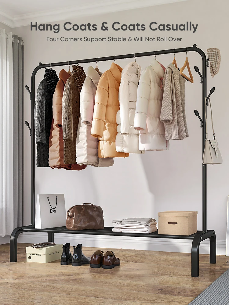 JOYBOS-estante de ropa para el hogar estanter&iacute;a Simple de secado de un solo polo para interiores plegable de tama&ntilde;o peque&ntilde;o almacenamiento de ropa colgante Perchero de almacenamiento de dormitorio con balc&oacute;n grande-4