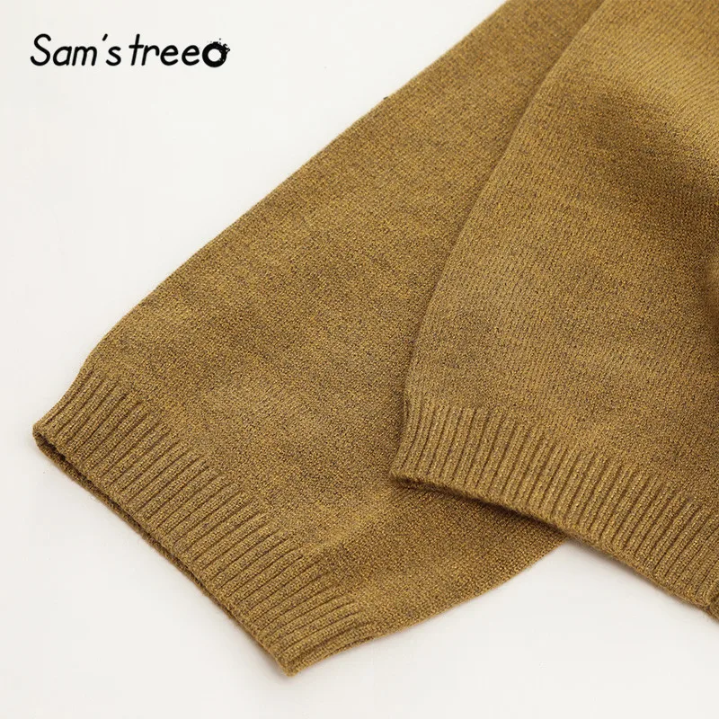SAM'S TREE, однотонный пуловер с высоким воротом в минималистическом стиле, свитер для женщин, осень, длинный рукав, вязанный, Повседневный, для офиса, женские топы