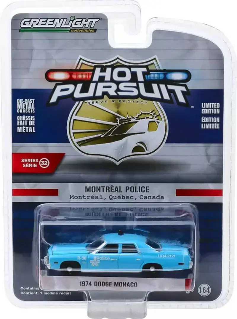 

GreenLight cars 1/64 1974 Dodge Monaco Police Car Thermal Tracking series collection version of the car model toy gift