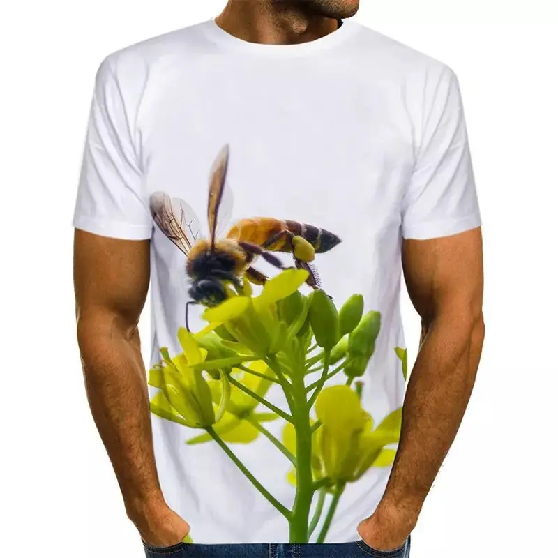 

Funny Bee Men 3D Printing Summer Men's T-shirt Personality Street Round Neck Short Sleeve Male Hip Hop Top T-shirt Male T-shirt
