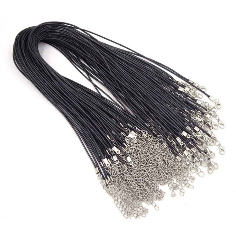 

5/10/20/50PC 45cm Braided Leather Rope Lobster Clasp Adjustable Black DIY Handmade Necklace Cords Pendant Jewelry Making