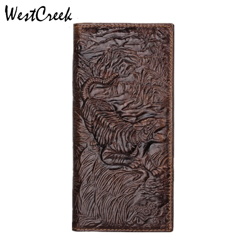 WESTCREEK Ретро стиль уникальный дизайн с принтом в виде тигра мужские бумажники из