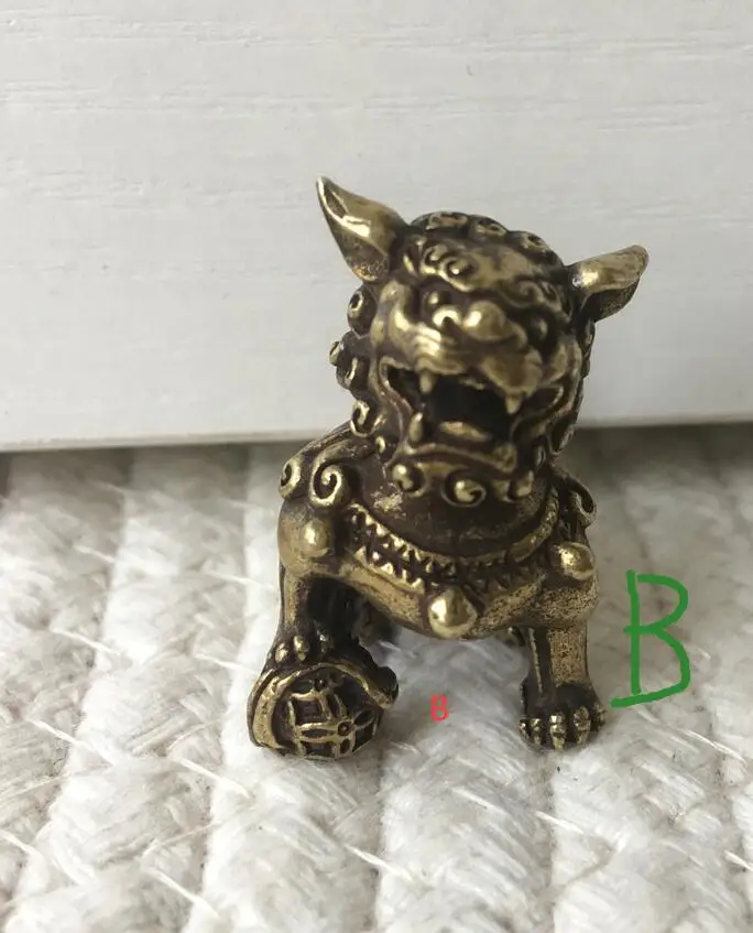 Пара китайских Бронзовых Статуй фэн шуй из чистой латуни дух зла статуя
