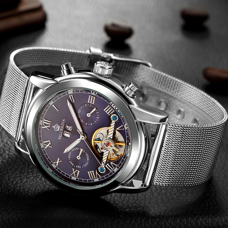 Мужские автоматические механические часы MGORKINA мужские наручные с турбийоном и