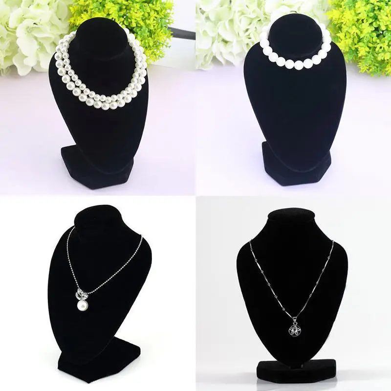 fashion Necklace Jewelry Pendant Display Stand Holder Black Mannequin Show Decorate
