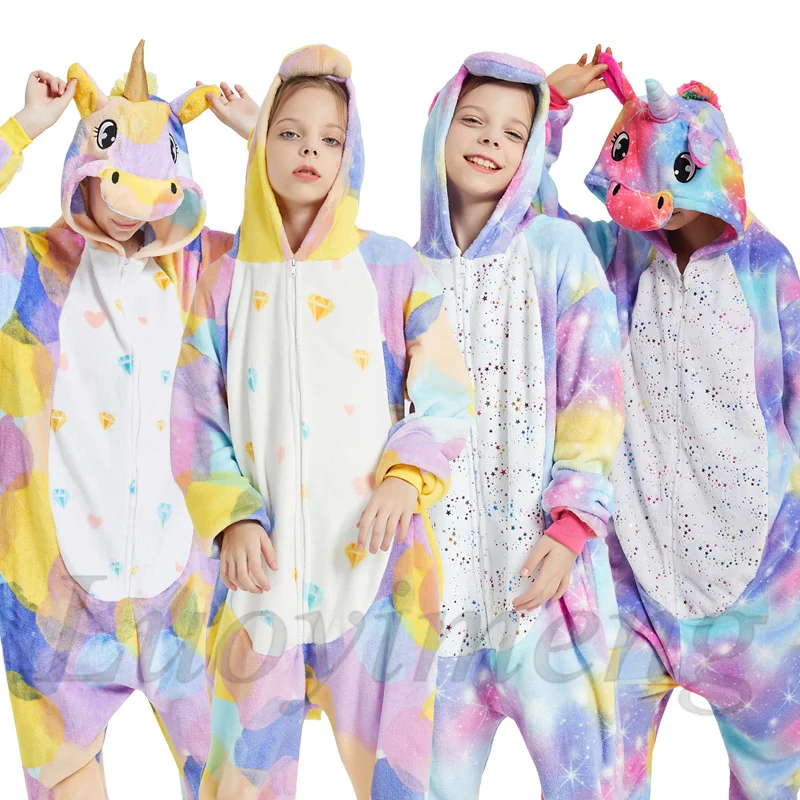 Kigurumi Licorne Panda Onesies Women Winter Animal Unicorn Pajamas Girls Boys Costumes Adults Nightie Flannel Sleepwear |