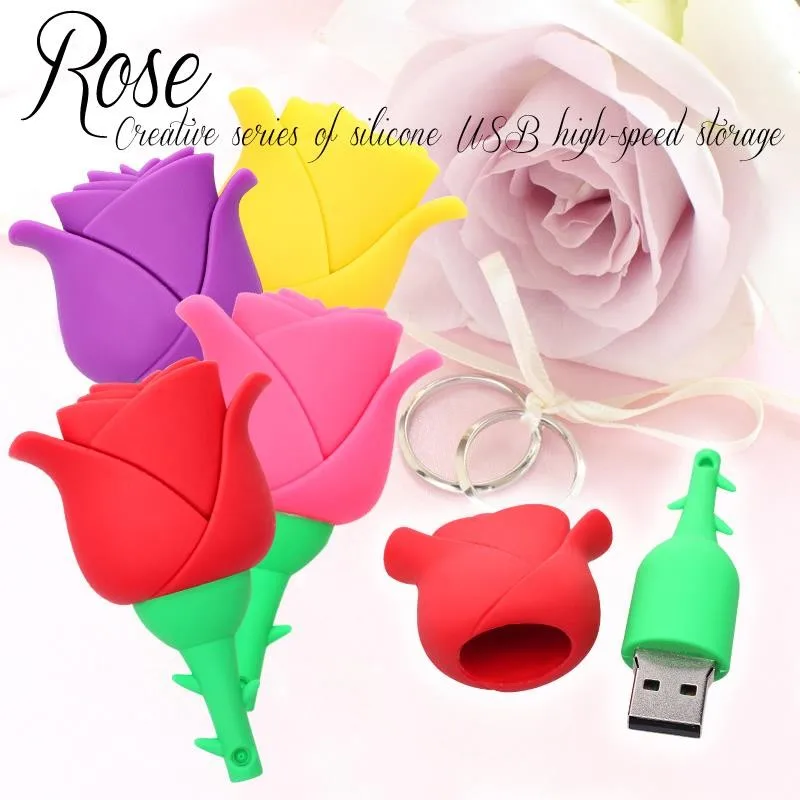 Флеш-накопитель с розовым пером flower usb 4 ГБ 8 ГБ 16 ГБ 32 ГБ 64 Гб Флешка 128 ГБ 256 ГБ Красный Желтый Розовый карта памяти u stick