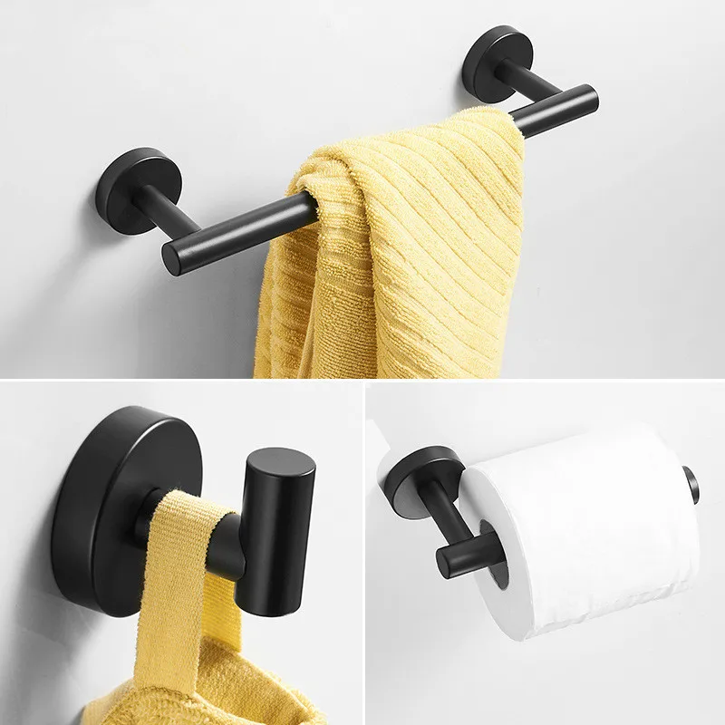 Набор аксессуаров для ванной комнаты из нержавеющей стали черный крючок халата