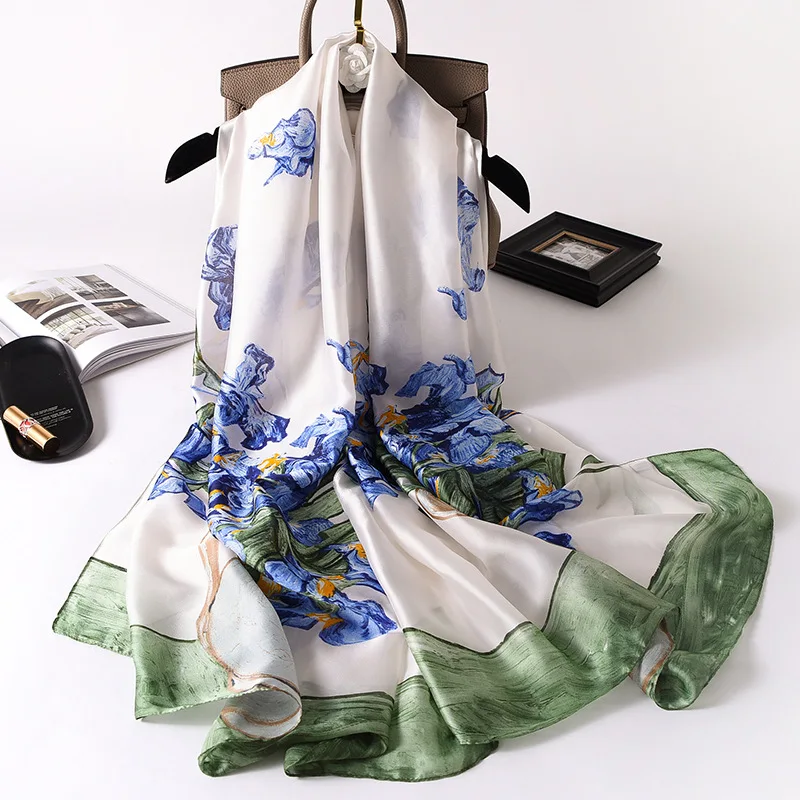 

2021 Luxury Brand Women Scarf Summer Silk Scarves Shawls Lady Wraps Soft Pashimina Female Echarpe Designer Beach Stole Bandana