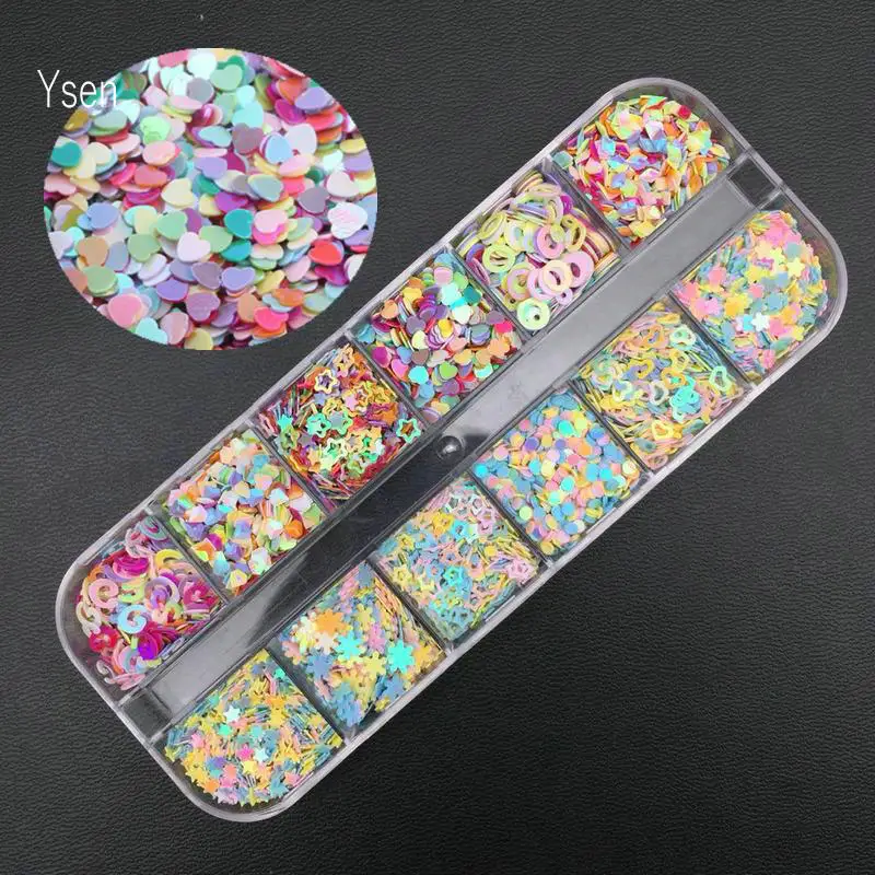 1 разноцветный набор 3D ультратонкие Блестки для ногтей блестящие хлопья 1/2/3 мм DIY