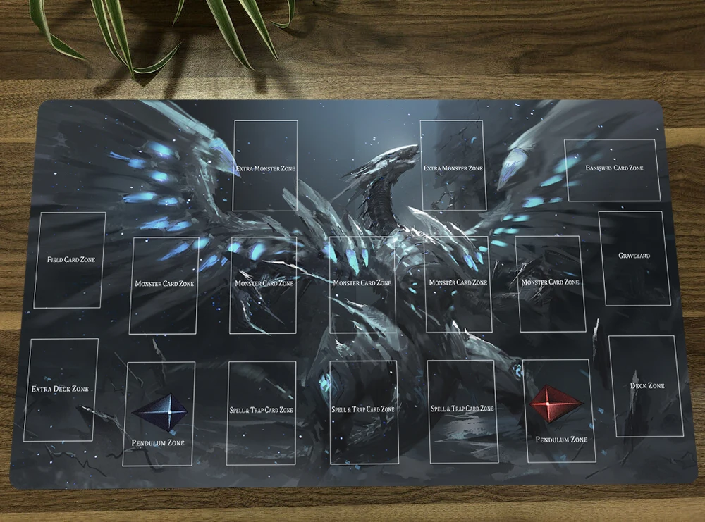 

YuGiOh Blue-Eyes Chaos MAX Dragon TCG Mat Anime Trading Card Game Mat CCG Playmat & Zones Rubber Mouse Pad Desk Mat Free Bag