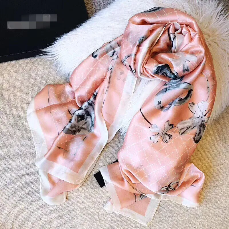 2020 черный новый весенний и осенний шелковый шарф женский летний дорожный