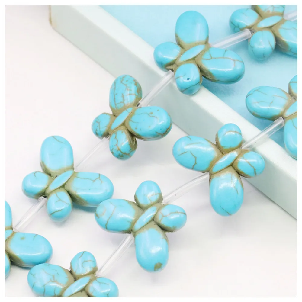 

15X20 20X25MM Blue Butterfly Turkey Turquoises Loose Beads For DIY Necklace Bracelet Hand Made Women Girls Jewelry Making Design